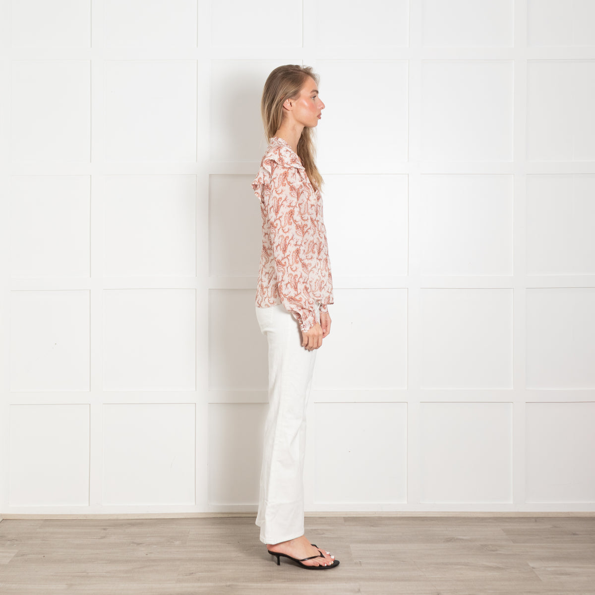 Paige Orange Paisley Frill Top