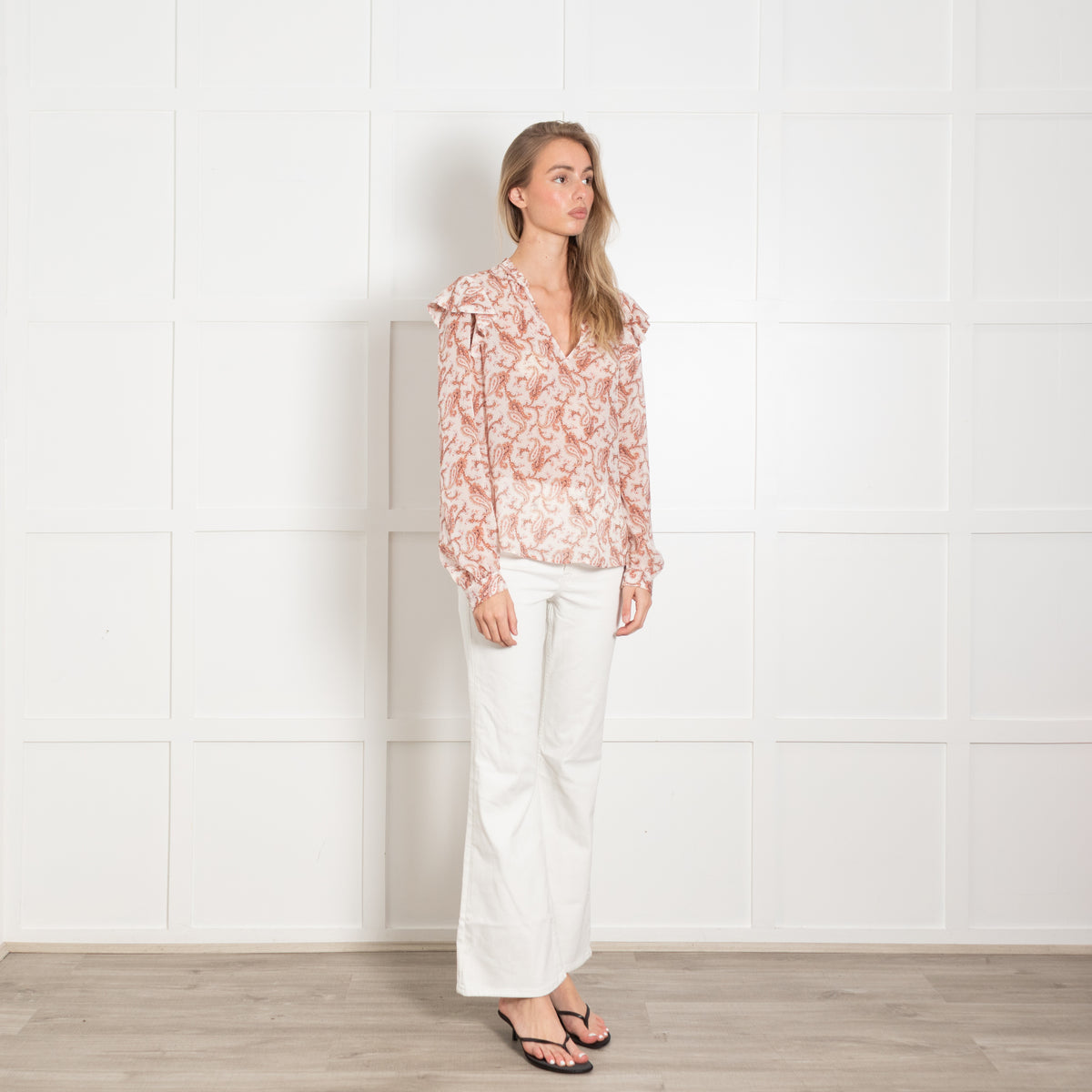 Paige Orange Paisley Frill Top