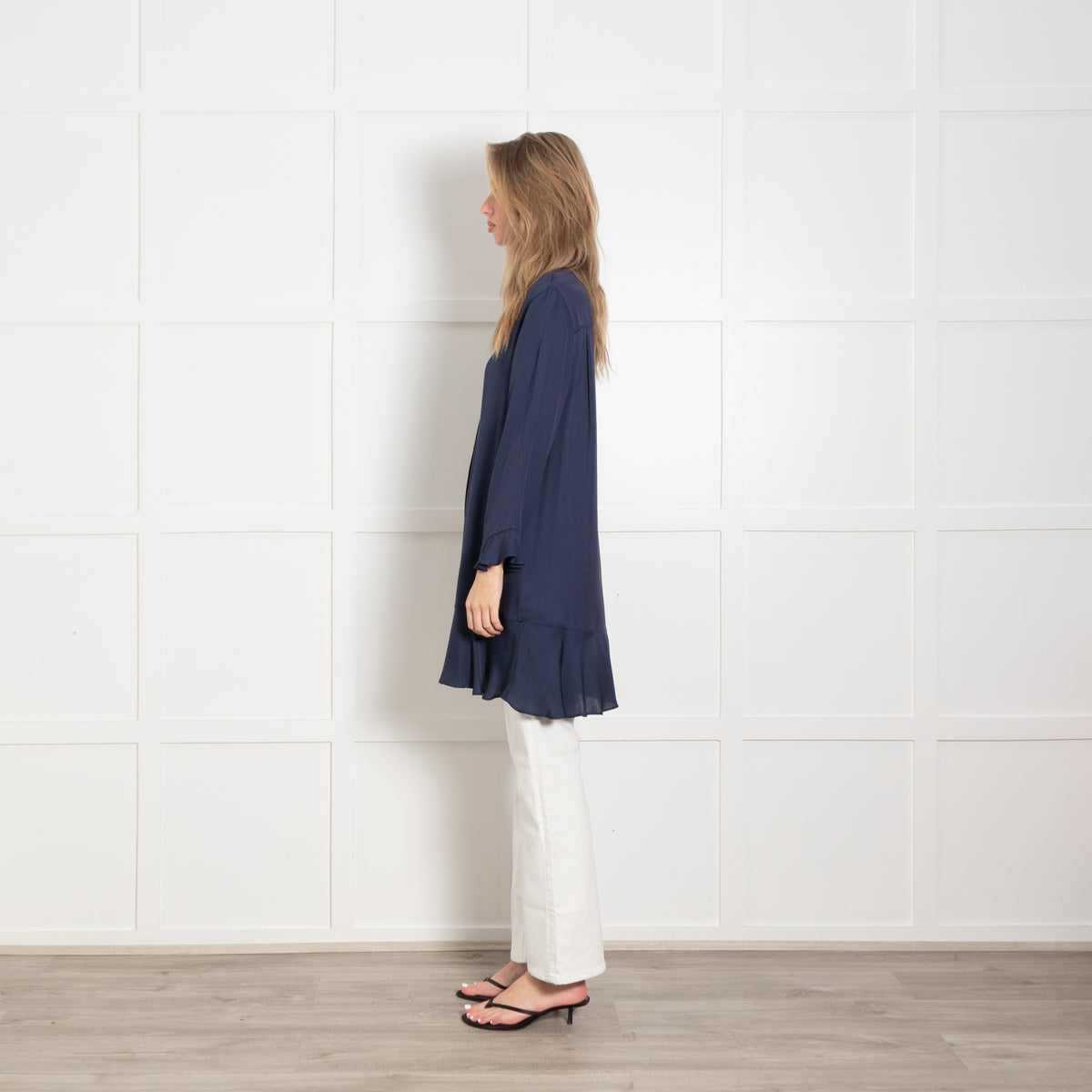 REPEAT Navy Silk Mix Tunic Top