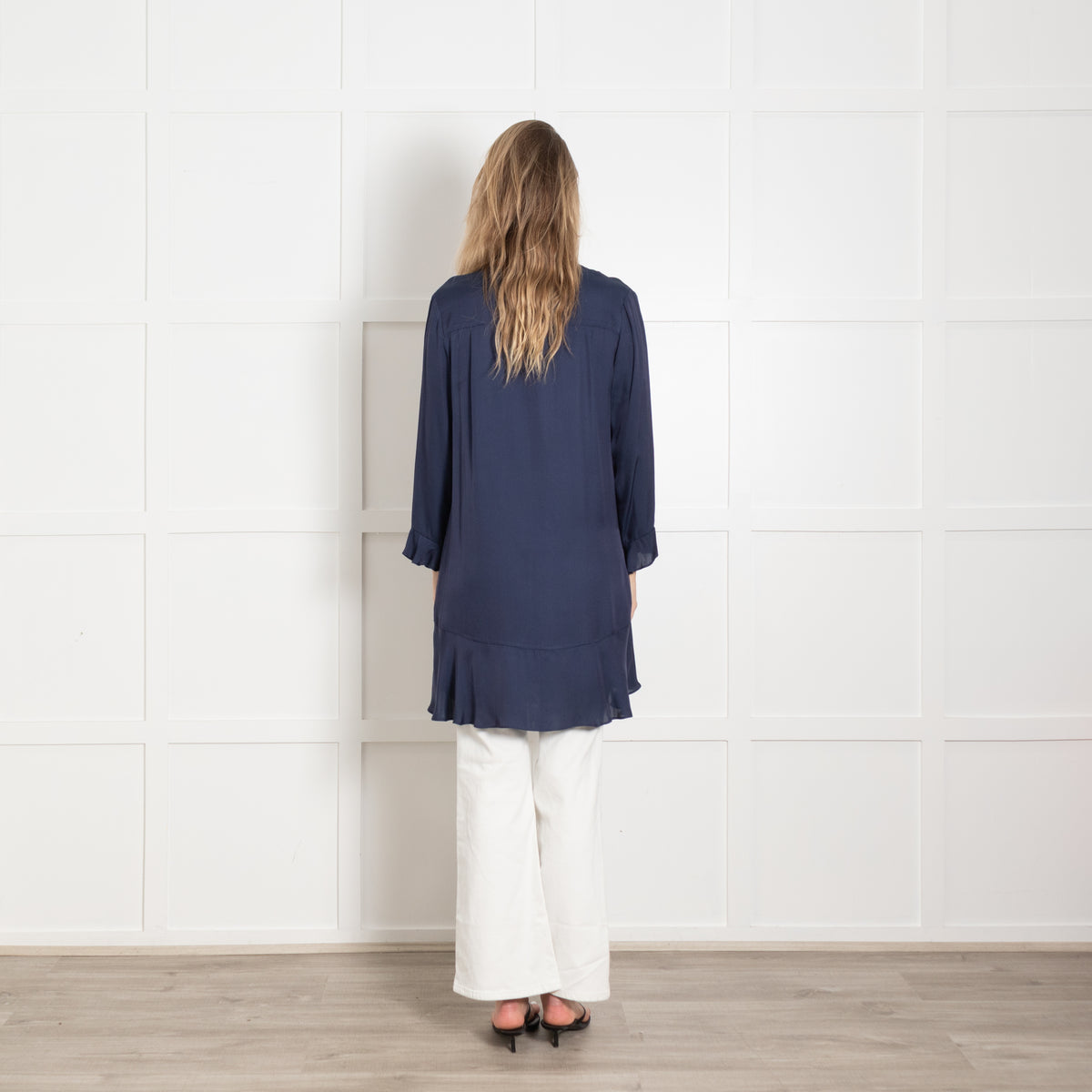 REPEAT Navy Silk Mix Tunic Top