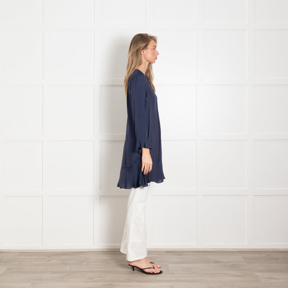 REPEAT Navy Silk Mix Tunic Top