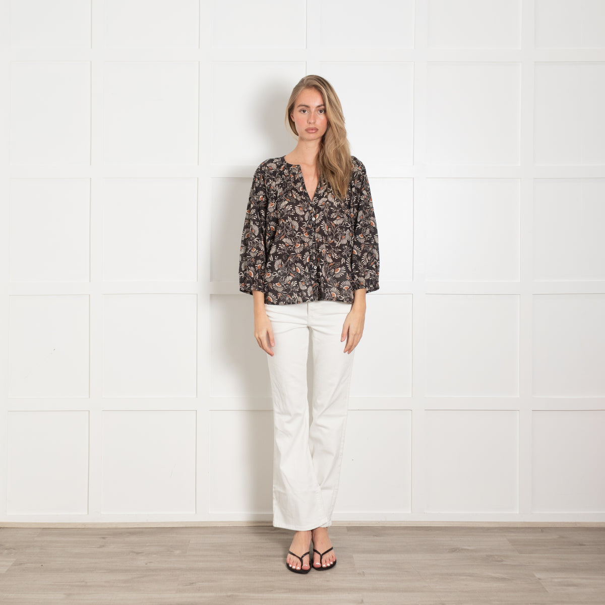 Rails Cassat Black, Brown & White Pattern Cotton Top
