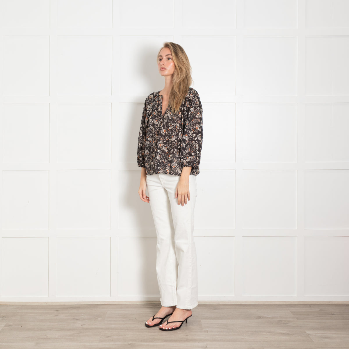 Rails Cassat Black, Brown & White Pattern Cotton Top