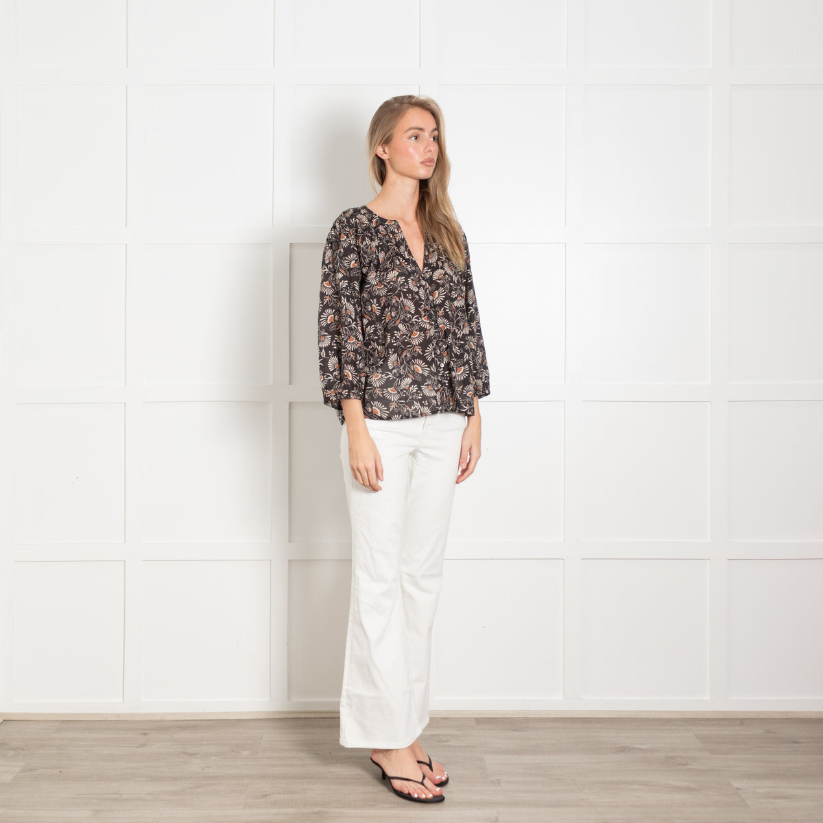 Rails Cassat Black, Brown & White Pattern Cotton Top