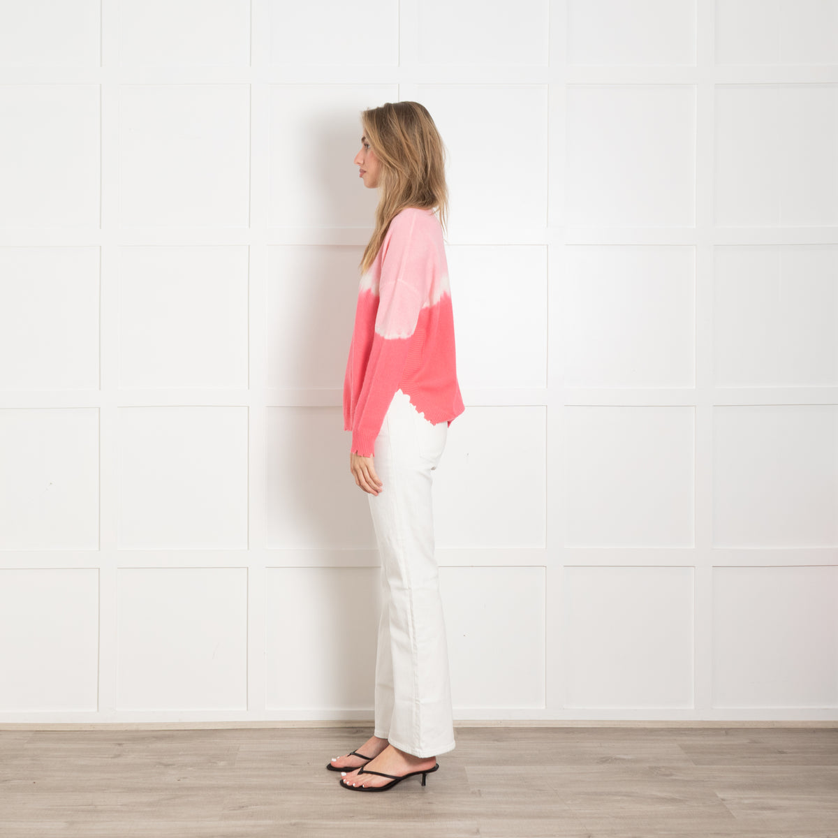 Kujten Pink Tie Dye Distressed Cashmere Jumper