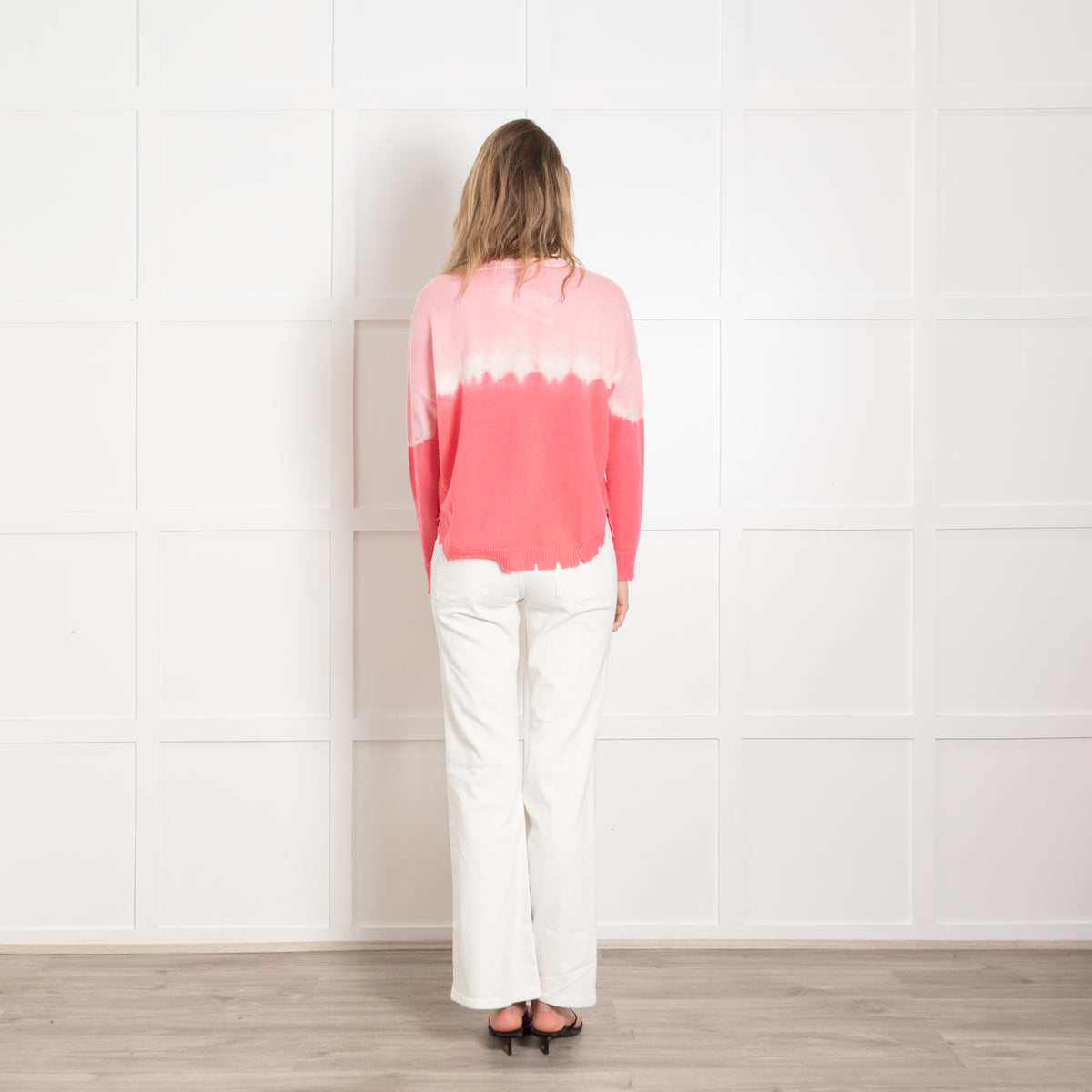 Kujten Pink Tie Dye Distressed Cashmere Jumper
