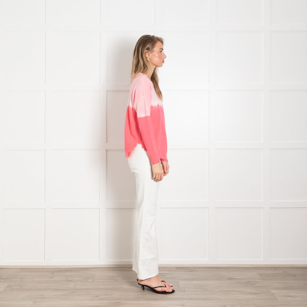 Kujten Pink Tie Dye Distressed Cashmere Jumper