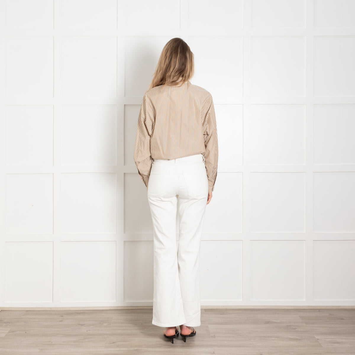 Vivere Camel Stripe Tie Shirt