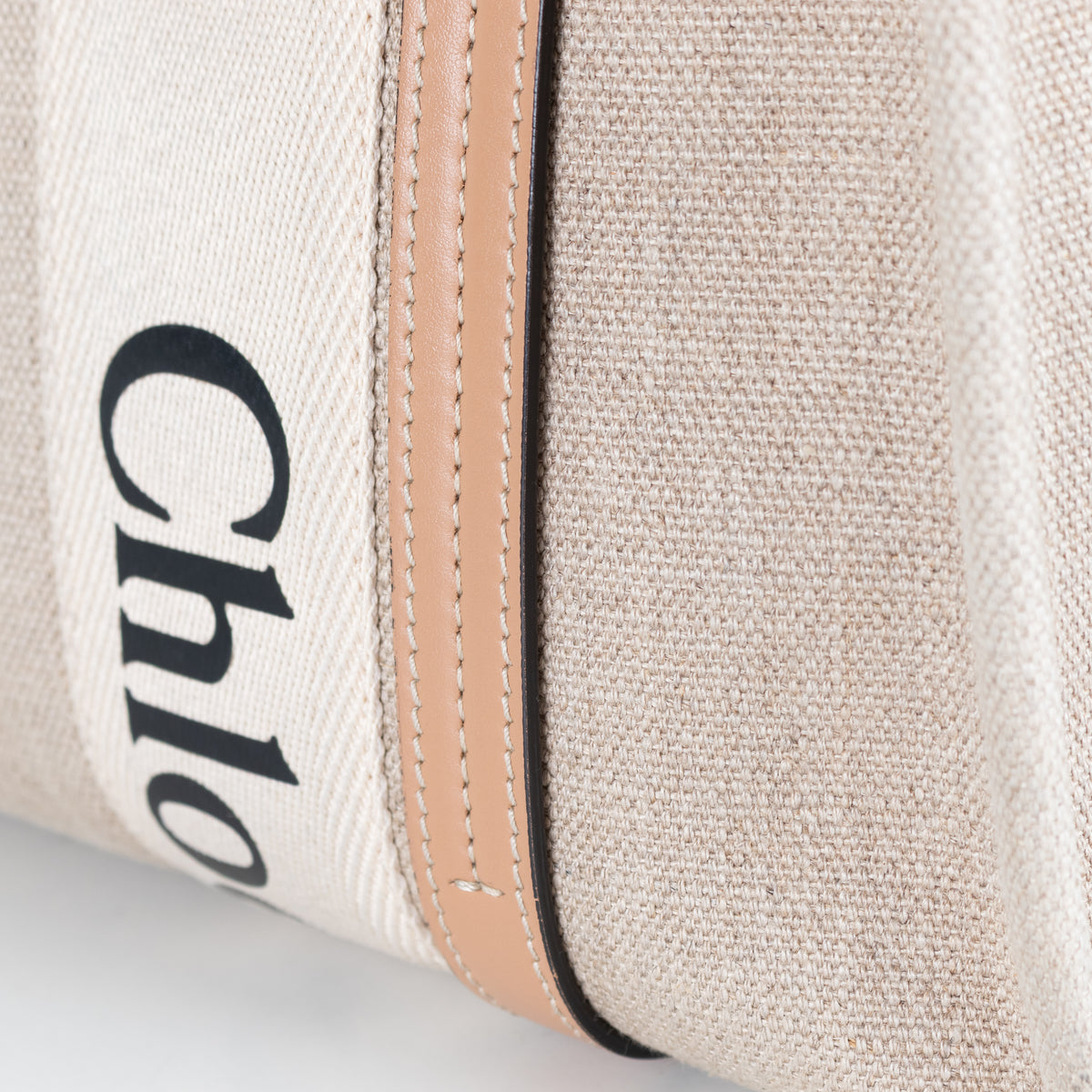 Chloe Medium Tan Woody Tote  Canvas Tote