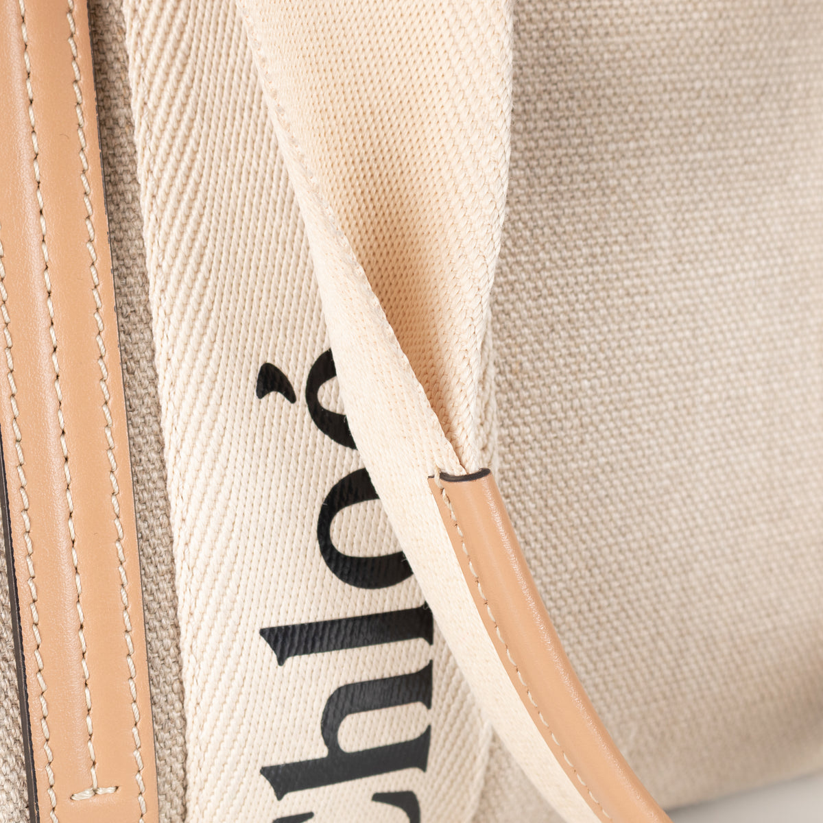 Chloe Medium Tan Woody Tote  Canvas Tote