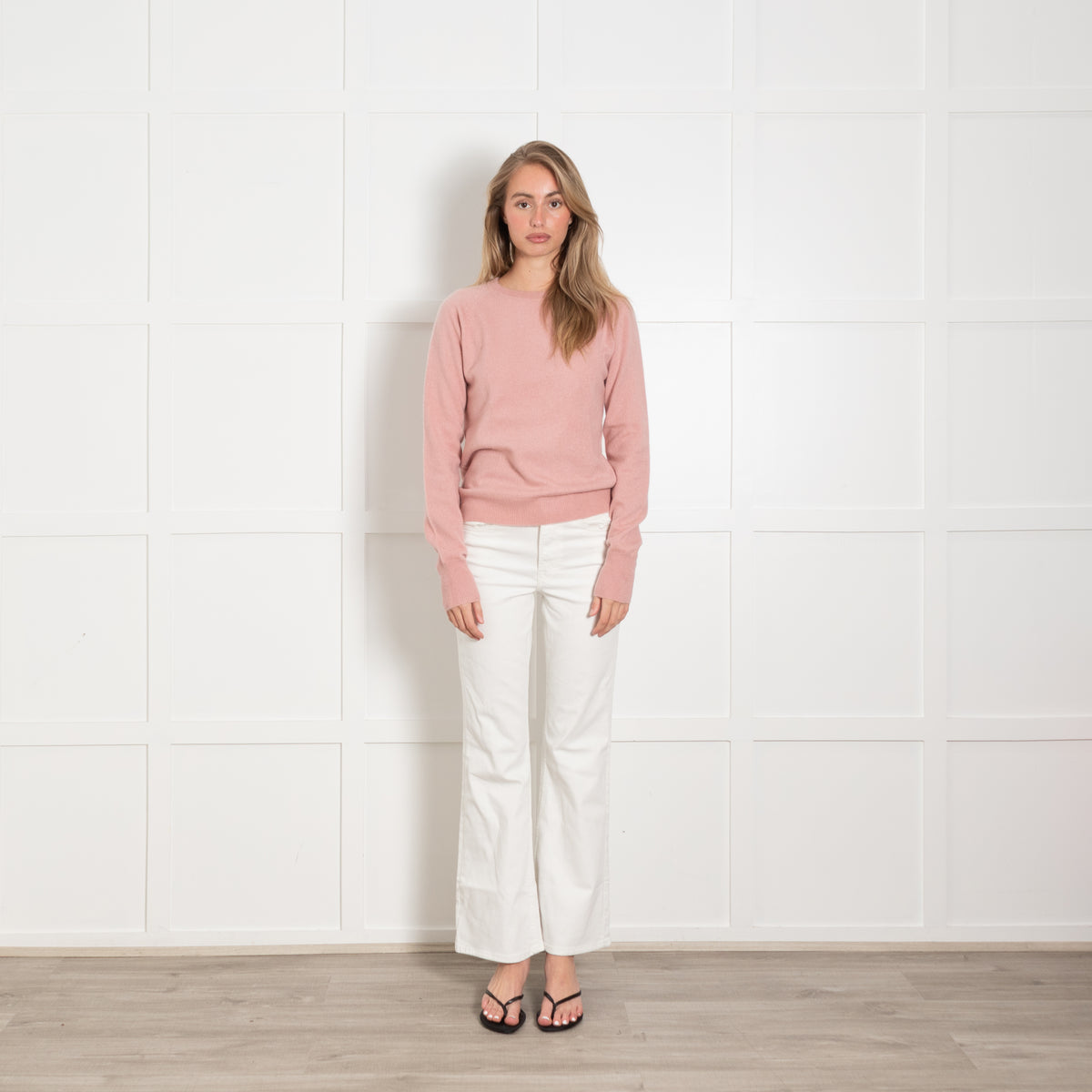 Madeleine Thompson x Trilogy Blush Pink Round Neck Cashmere Jumper