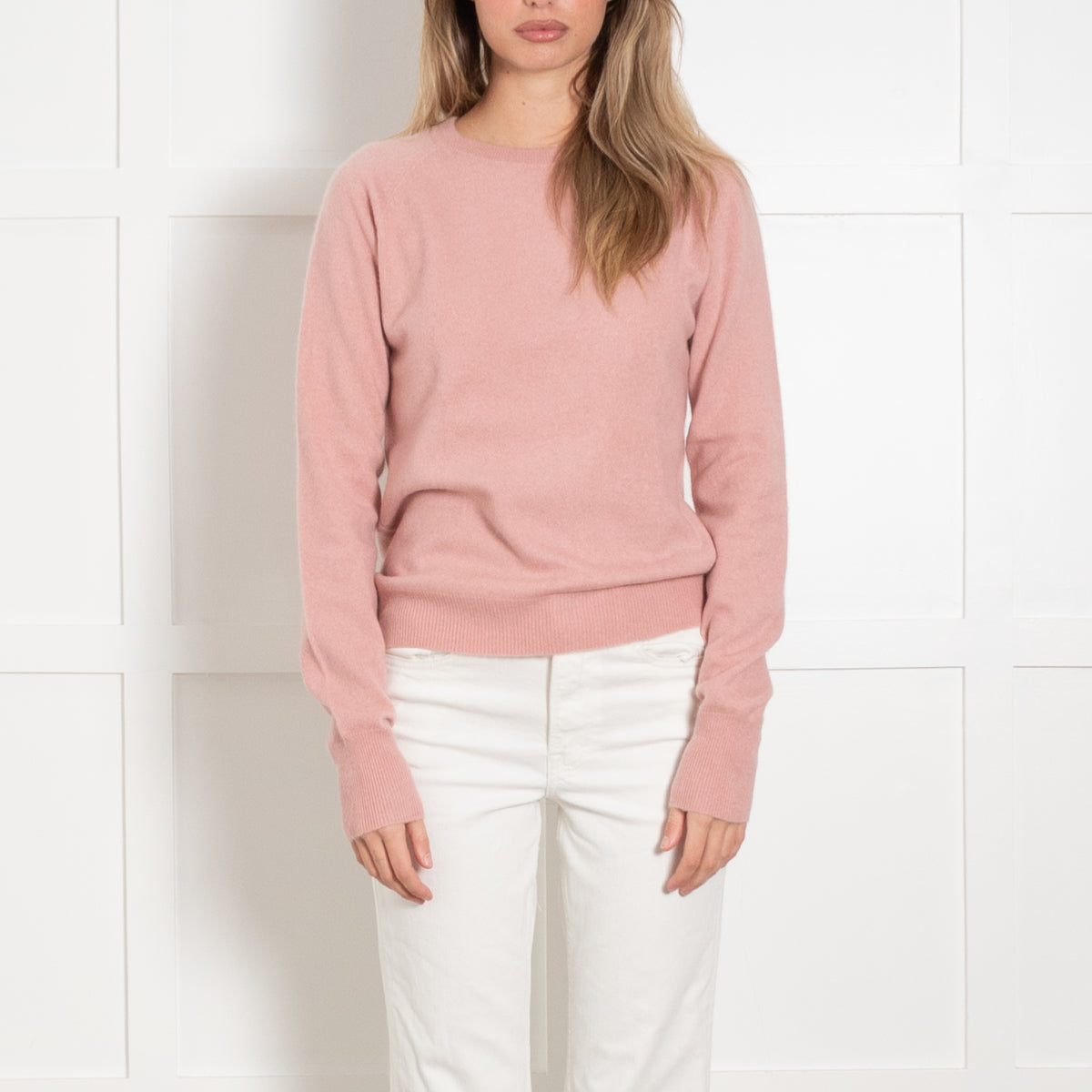 Madeleine Thompson x Trilogy Blush Pink Round Neck Cashmere Jumper