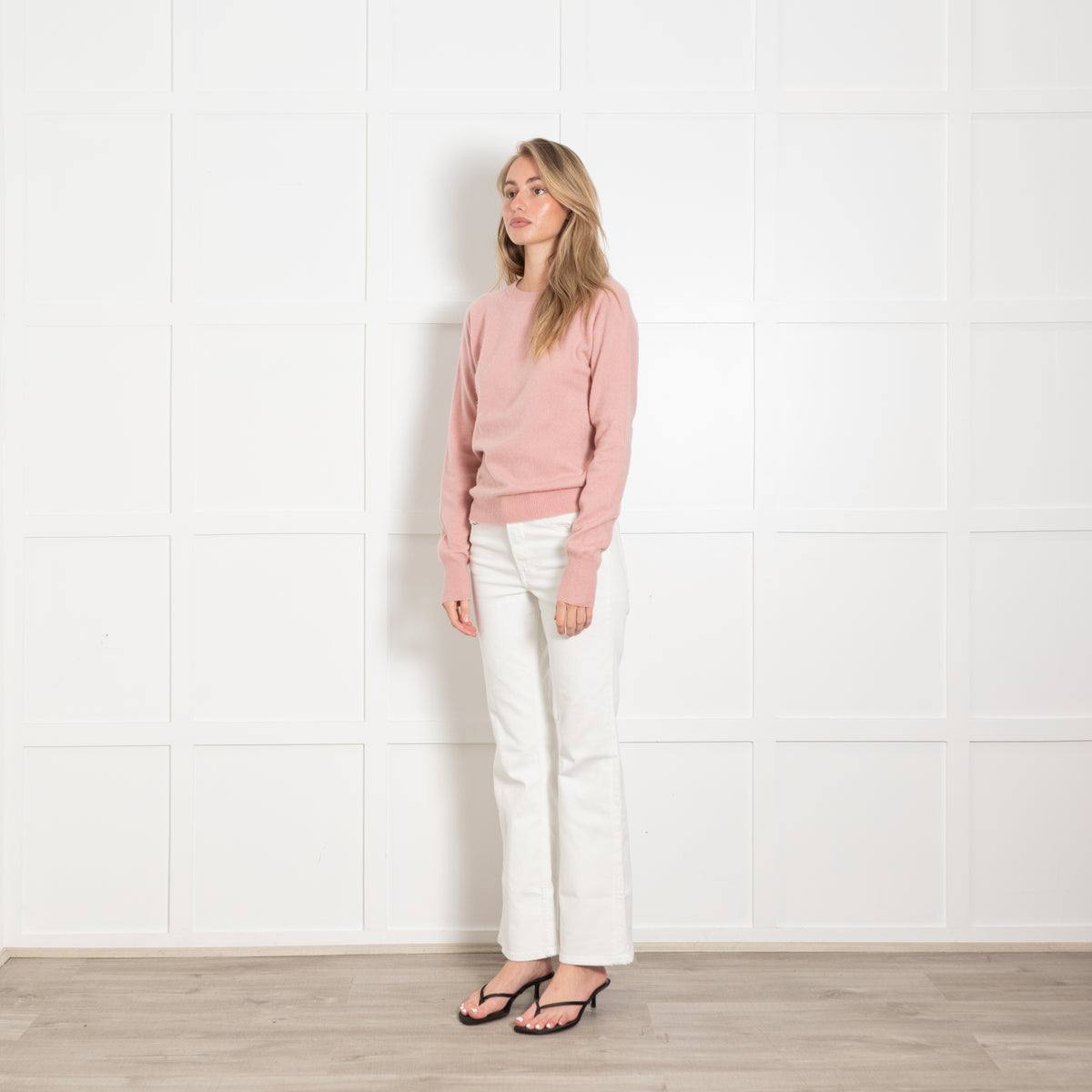 Madeleine Thompson x Trilogy Blush Pink Round Neck Cashmere Jumper