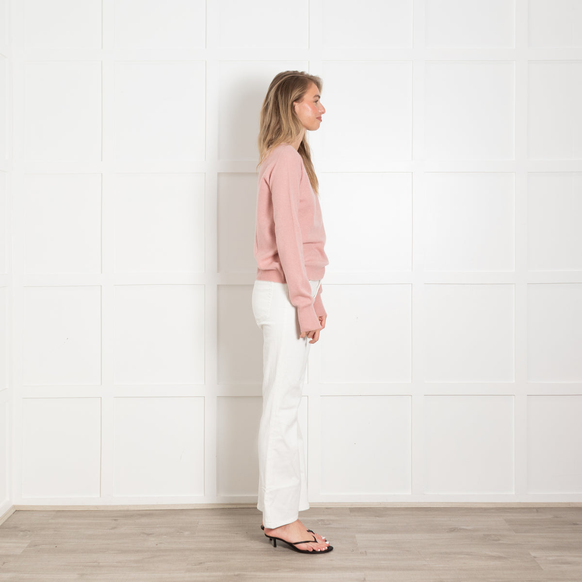 Madeleine Thompson x Trilogy Blush Pink Round Neck Cashmere Jumper