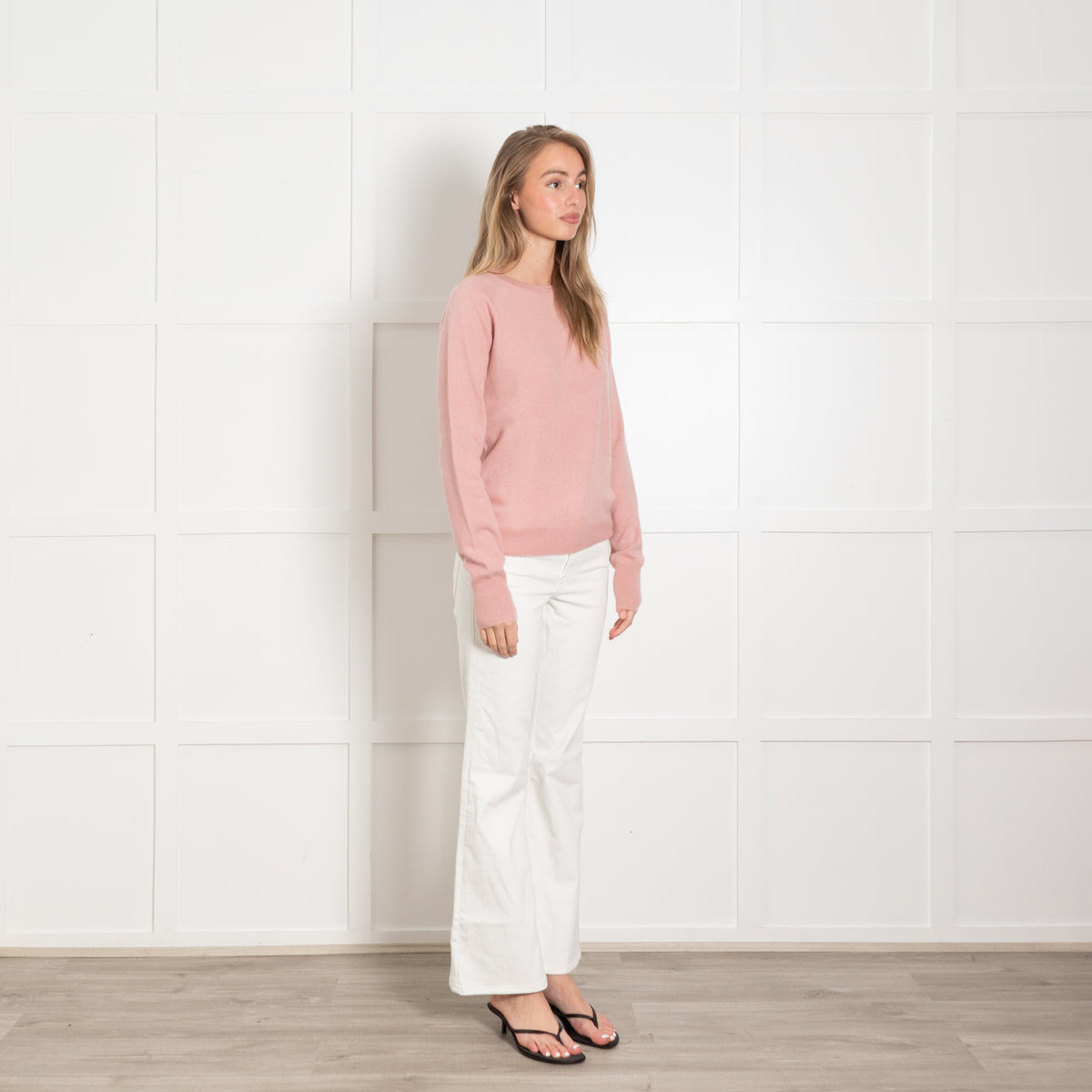 Madeleine Thompson x Trilogy Blush Pink Round Neck Cashmere Jumper