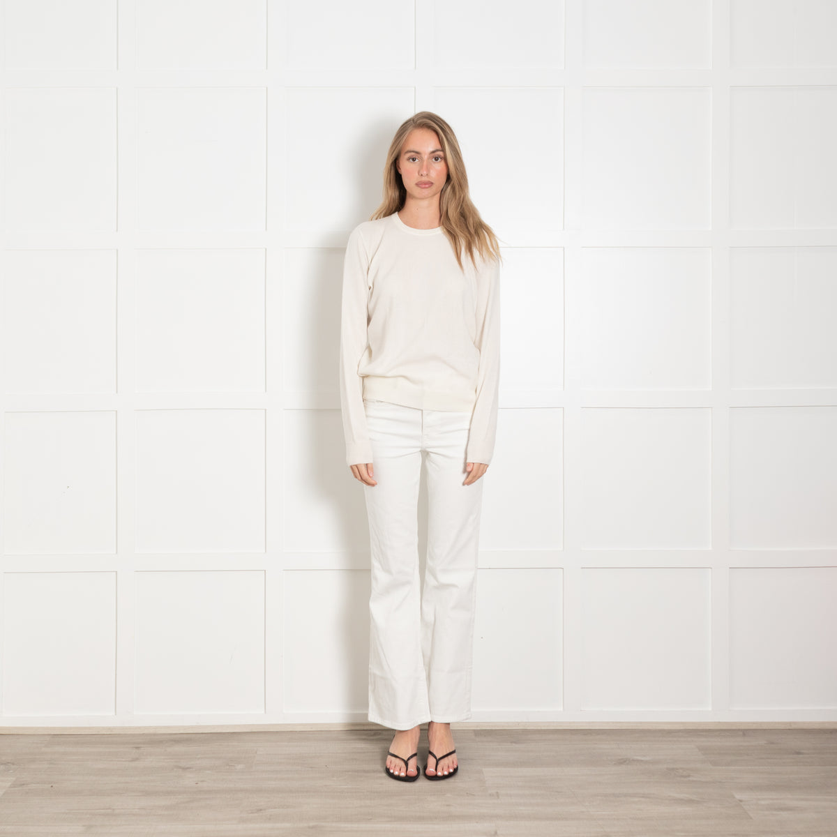 N.Peal Cream Fine Knit Cashmere Jumper