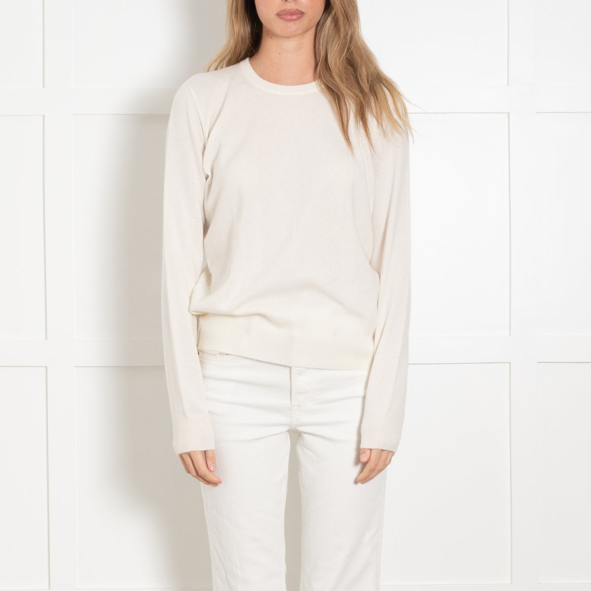 N.Peal Cream Fine Knit Cashmere Jumper