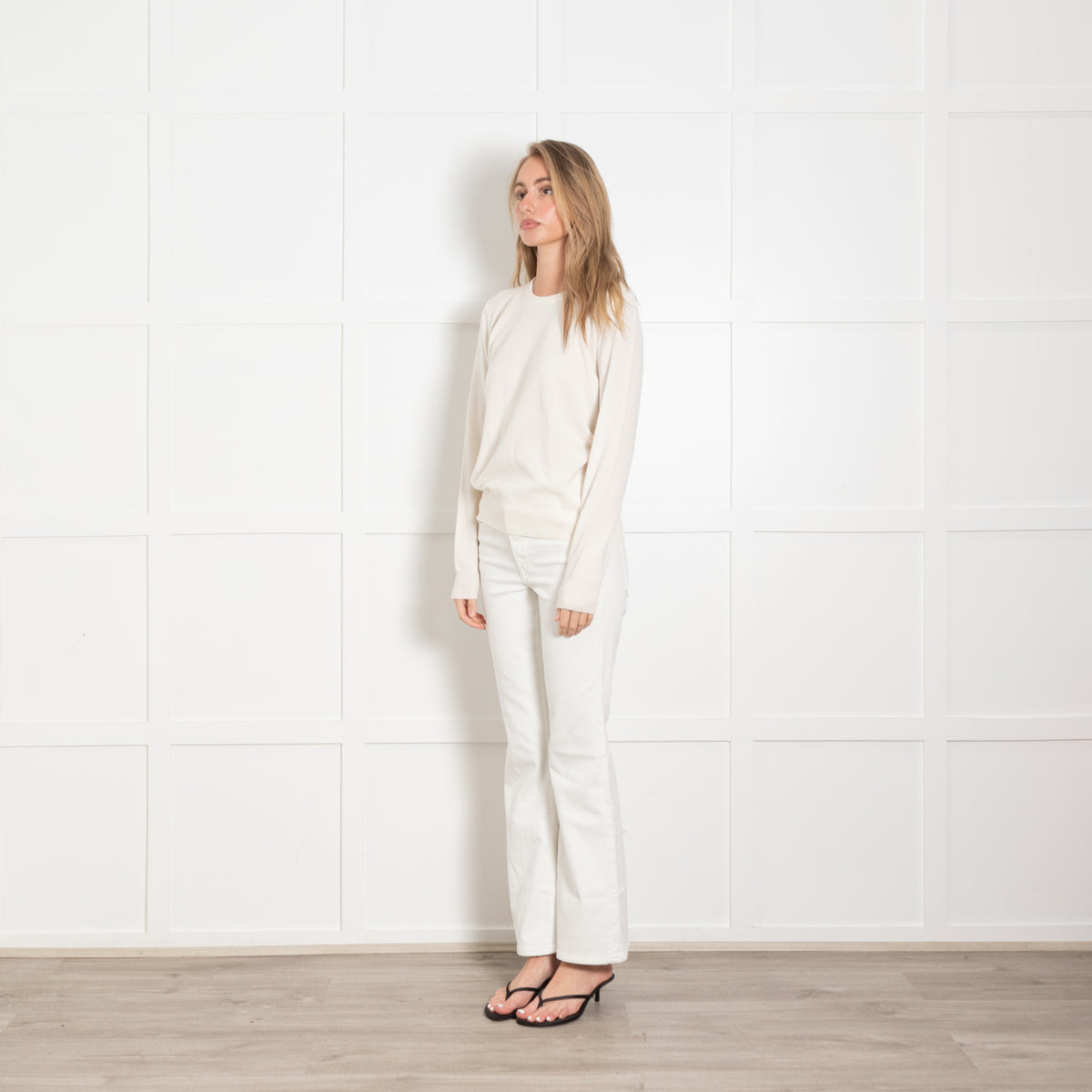 N.Peal Cream Fine Knit Cashmere Jumper