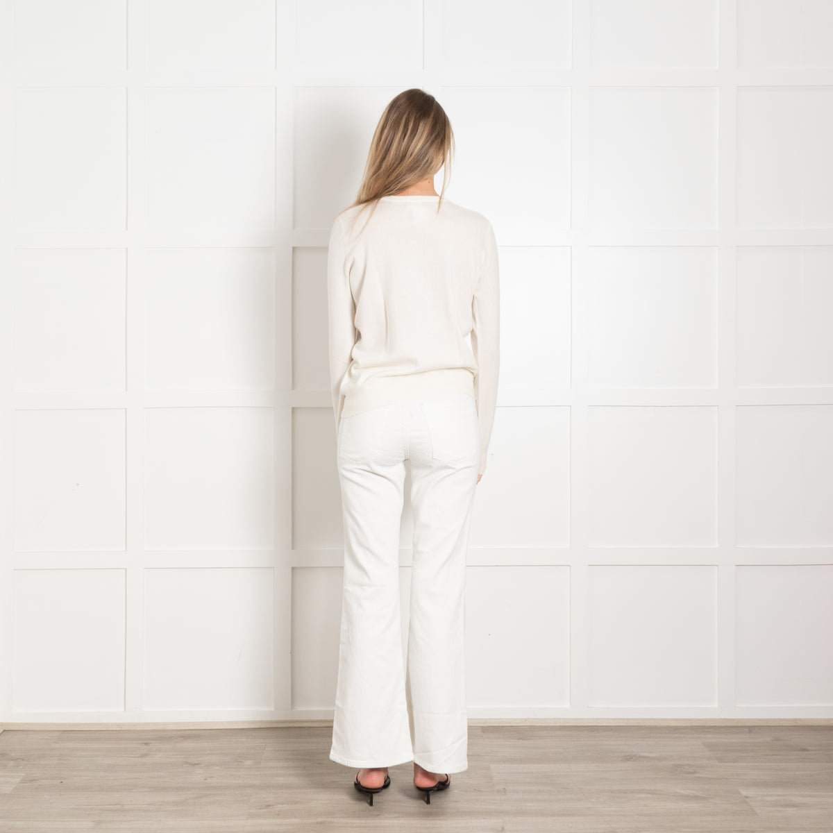 N.Peal Cream Fine Knit Cashmere Jumper