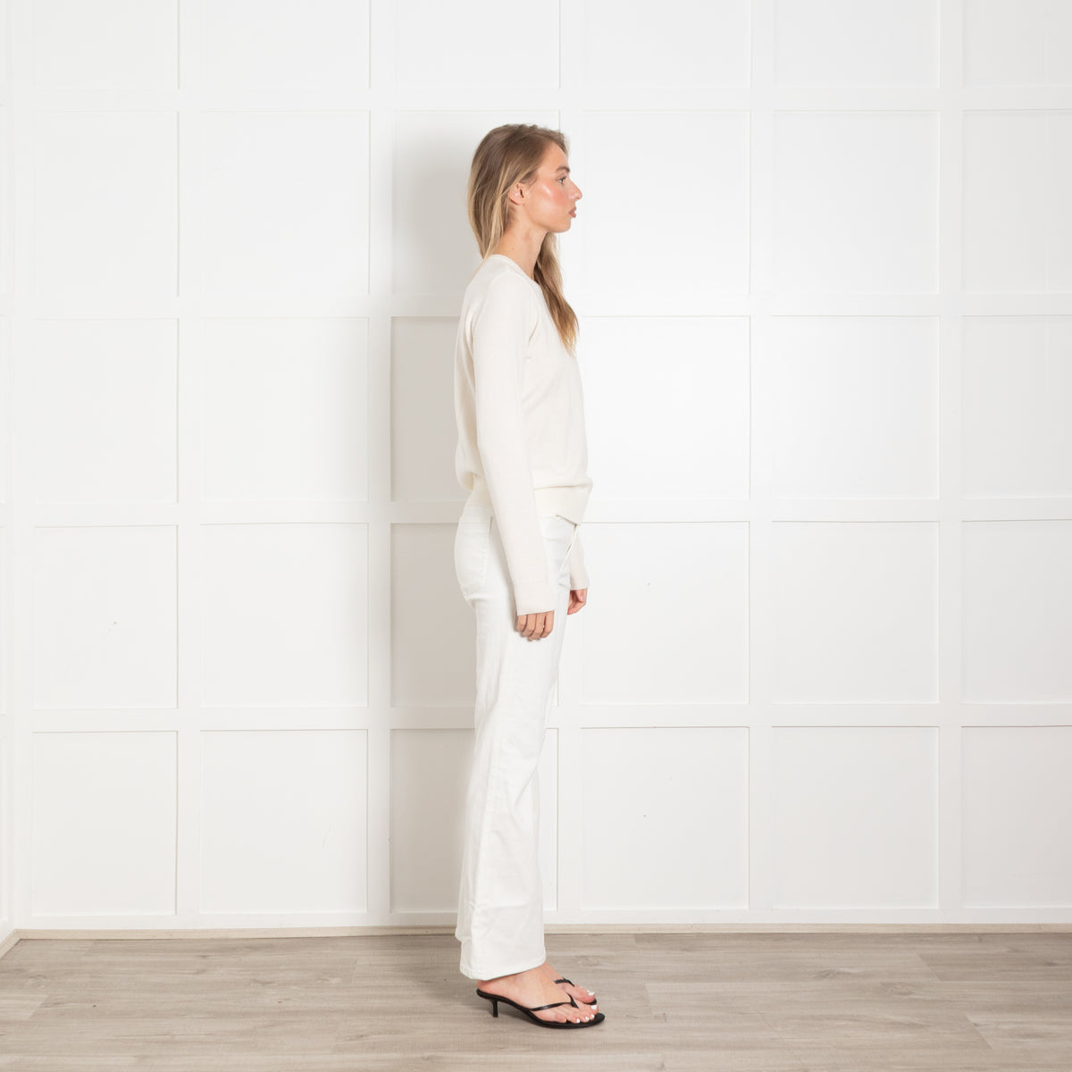 N.Peal Cream Fine Knit Cashmere Jumper
