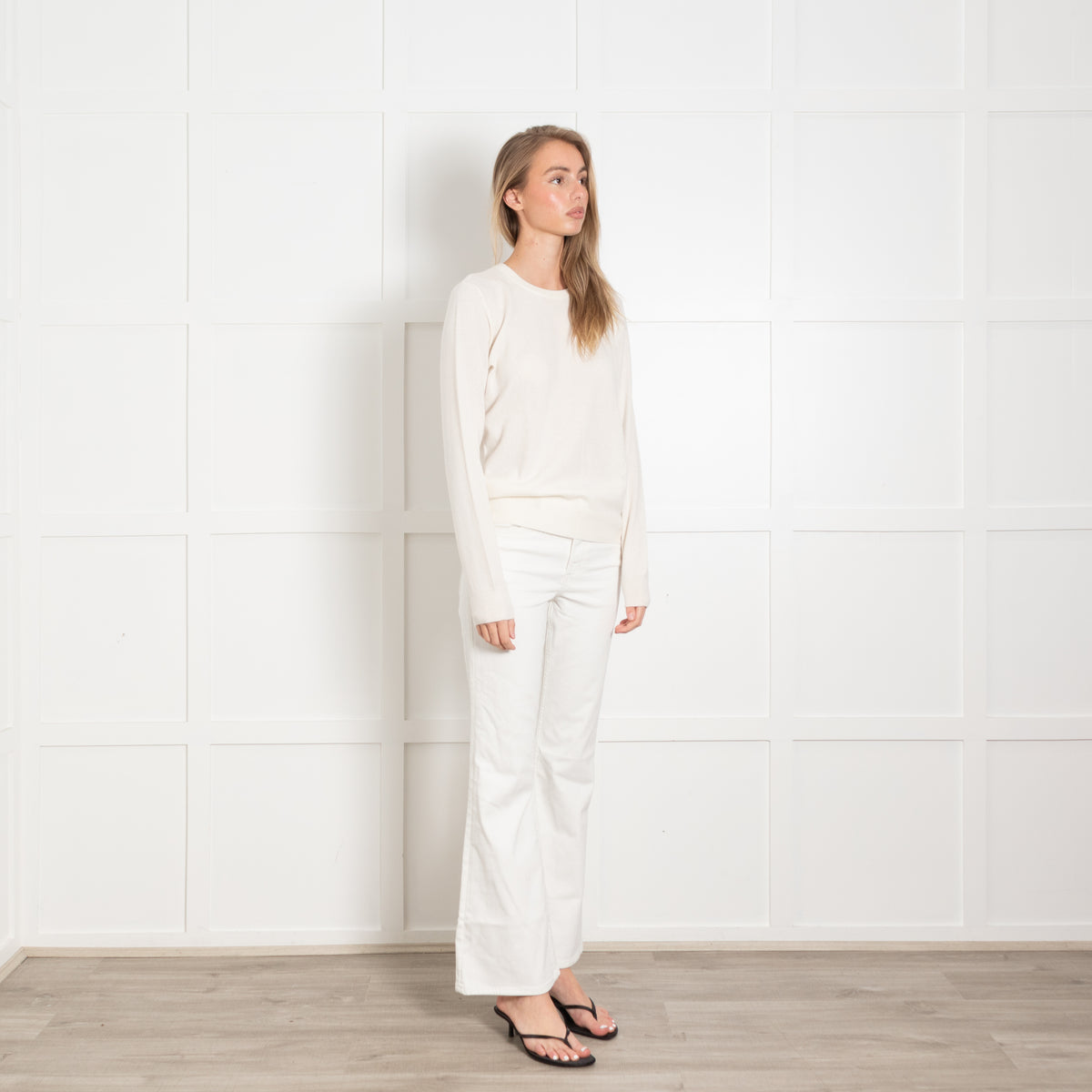N.Peal Cream Fine Knit Cashmere Jumper