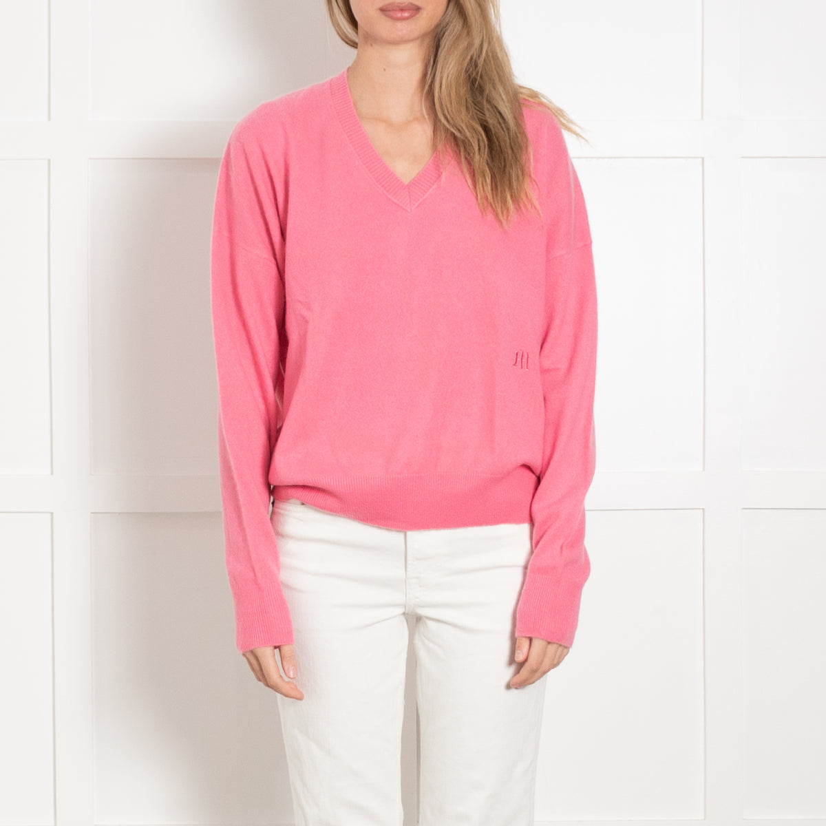 Maje Pink V Neck Jumper