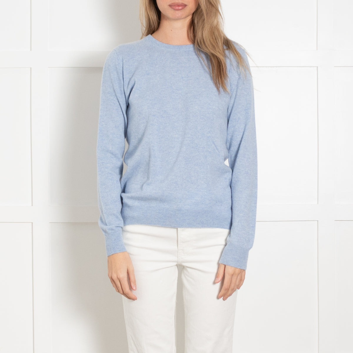 N.Peal Sky Blue Fine Knit Cashmere Jumper