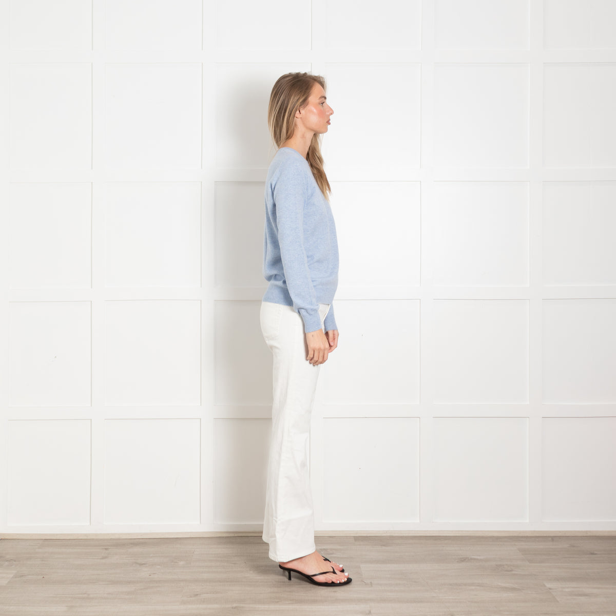 N.Peal Sky Blue Fine Knit Cashmere Jumper