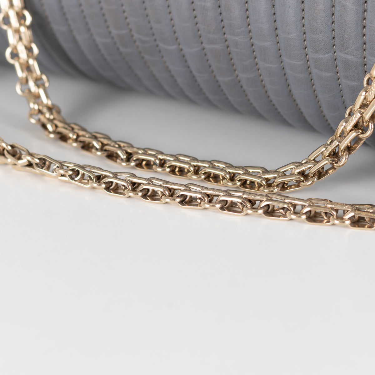 Chanel Grey Vertical Quilt Mademoiselle Lock Bag
