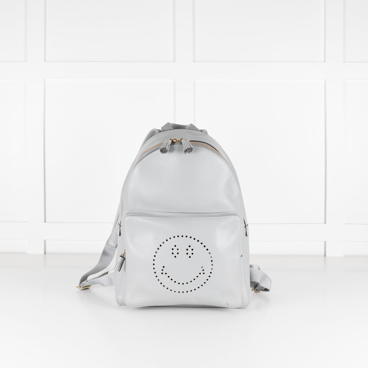 Anya Hindmarch Grey Smiley Face Detail Backpack