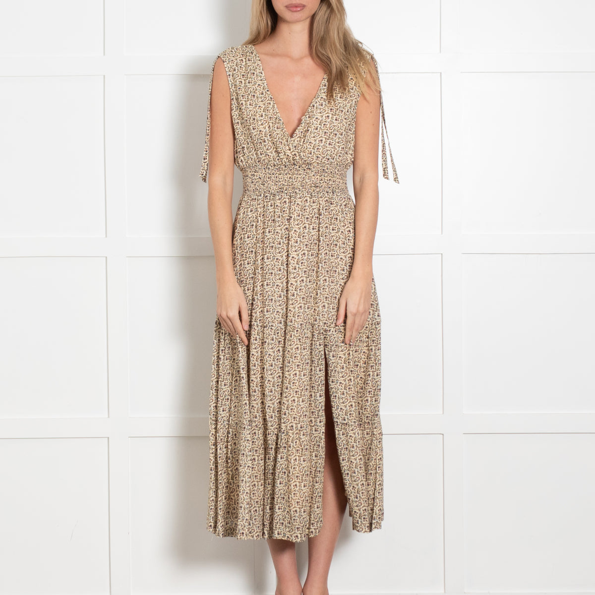 Paige Ditsy Floral V Neck Midi Dress