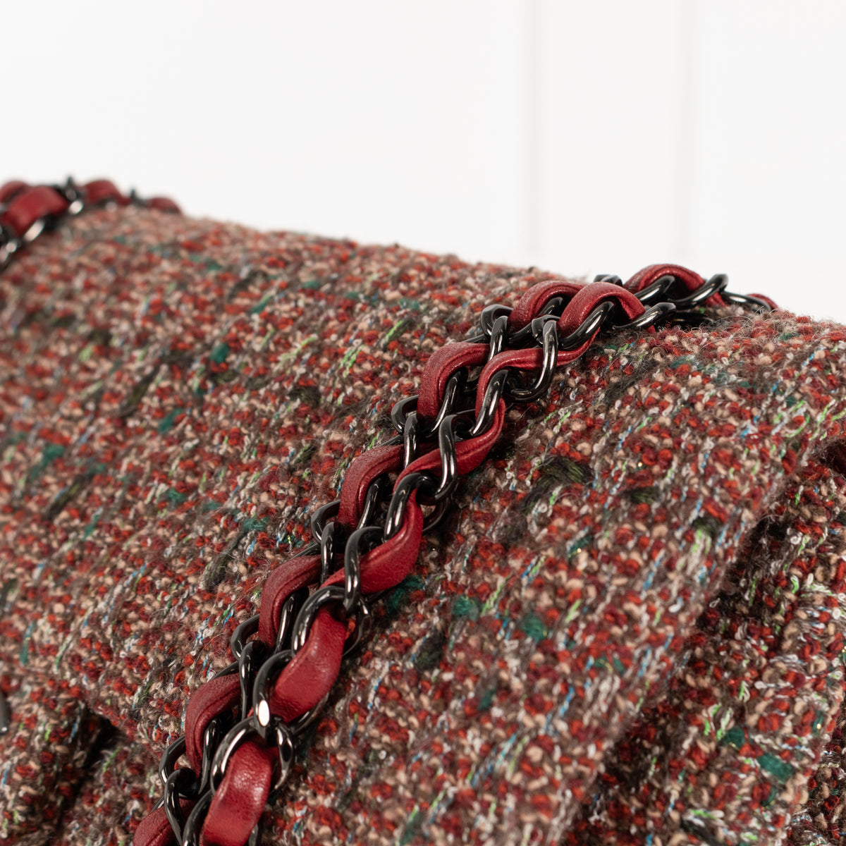 Chanel Red Tweed Medium Double Flap Bag