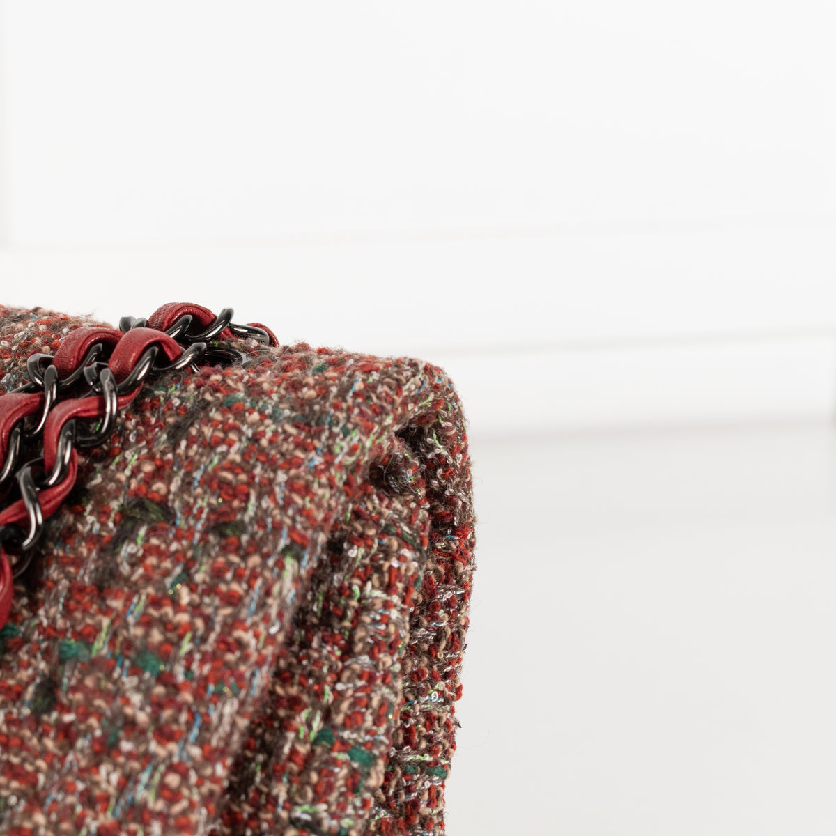 Chanel Red Tweed Medium Double Flap Bag