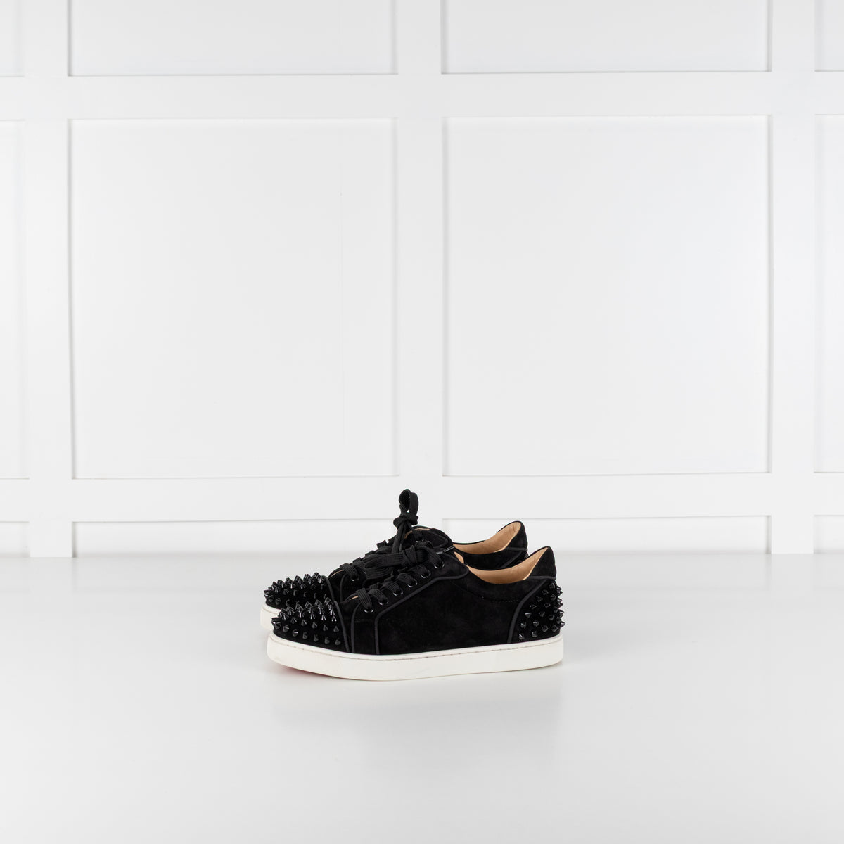 Louboutin Vieira 2 Black Suede Studded Sneaker