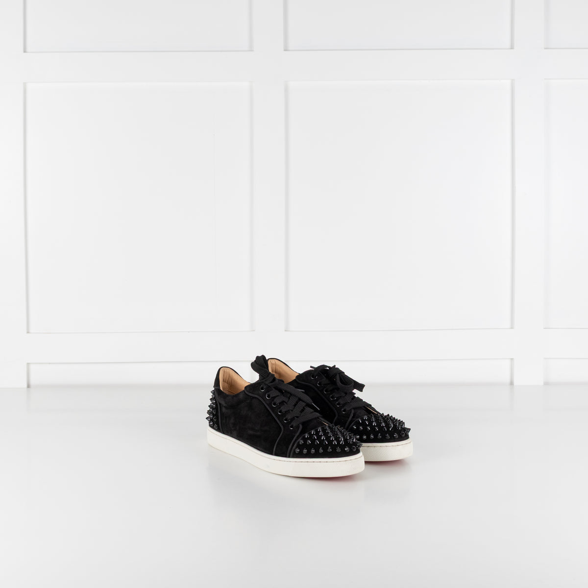Louboutin Vieira 2 Black Suede Studded Sneaker