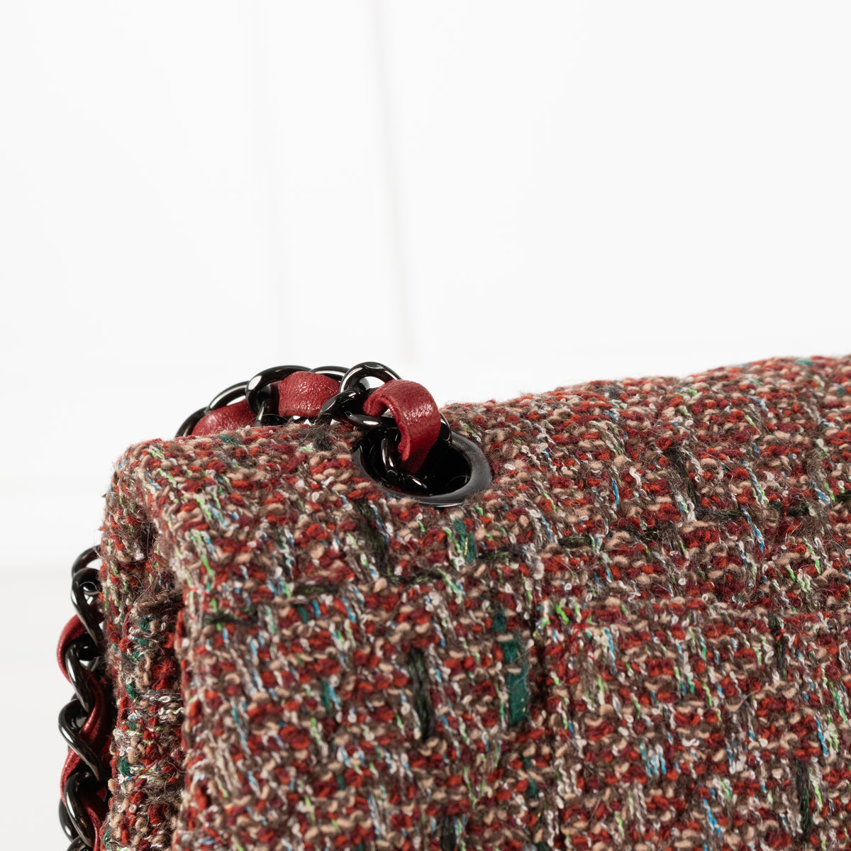 Chanel Red Tweed Medium Double Flap Bag