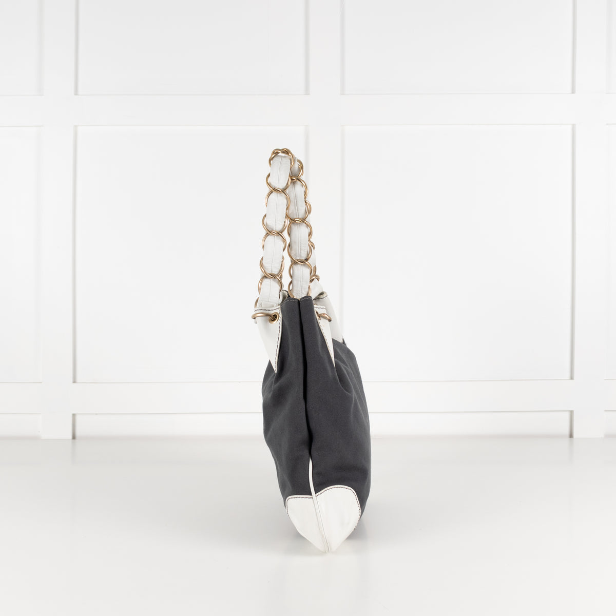 Chanel Canvas Coco Olsen Tote with White Leather Handles