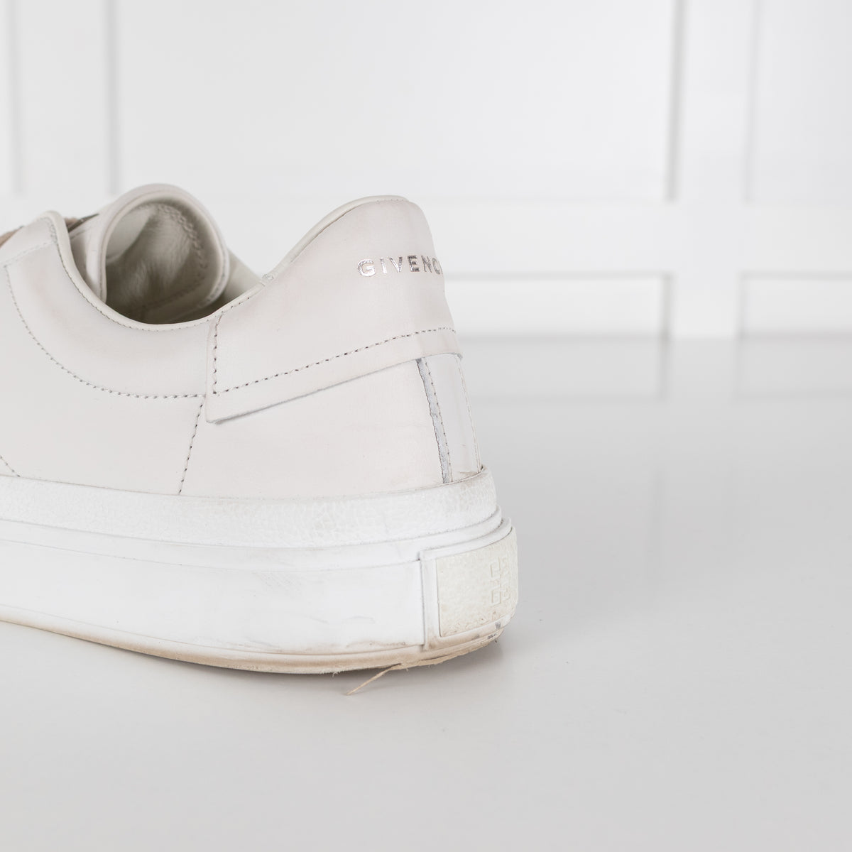 Givenchy White Beige City Sport Leather Trainers