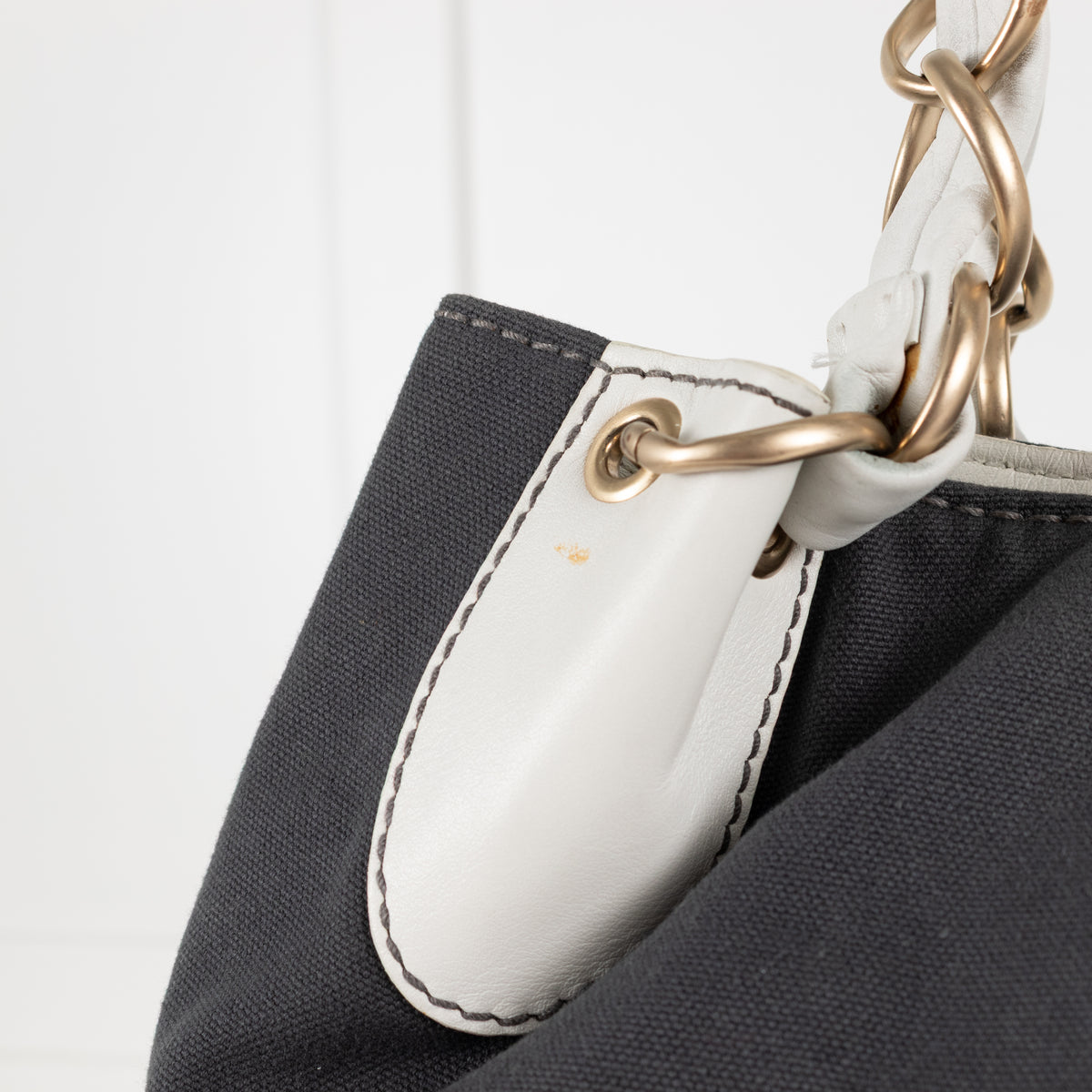 Chanel Canvas Coco Olsen Tote with White Leather Handles