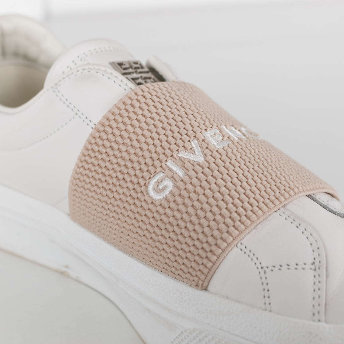 Givenchy White Beige City Sport Leather Trainers