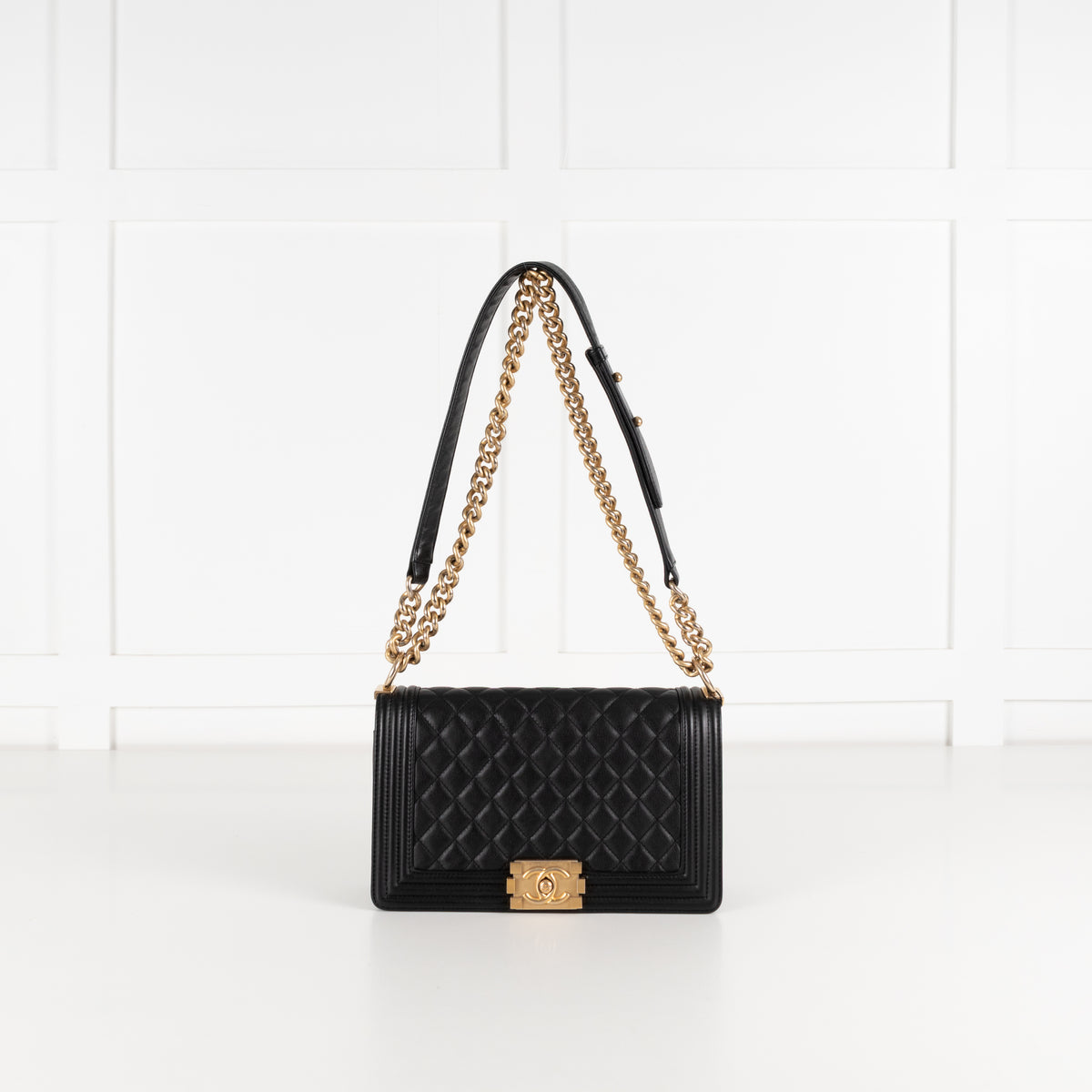 Chanel Medium Black Boy Bag with Brushed Gold Hardware