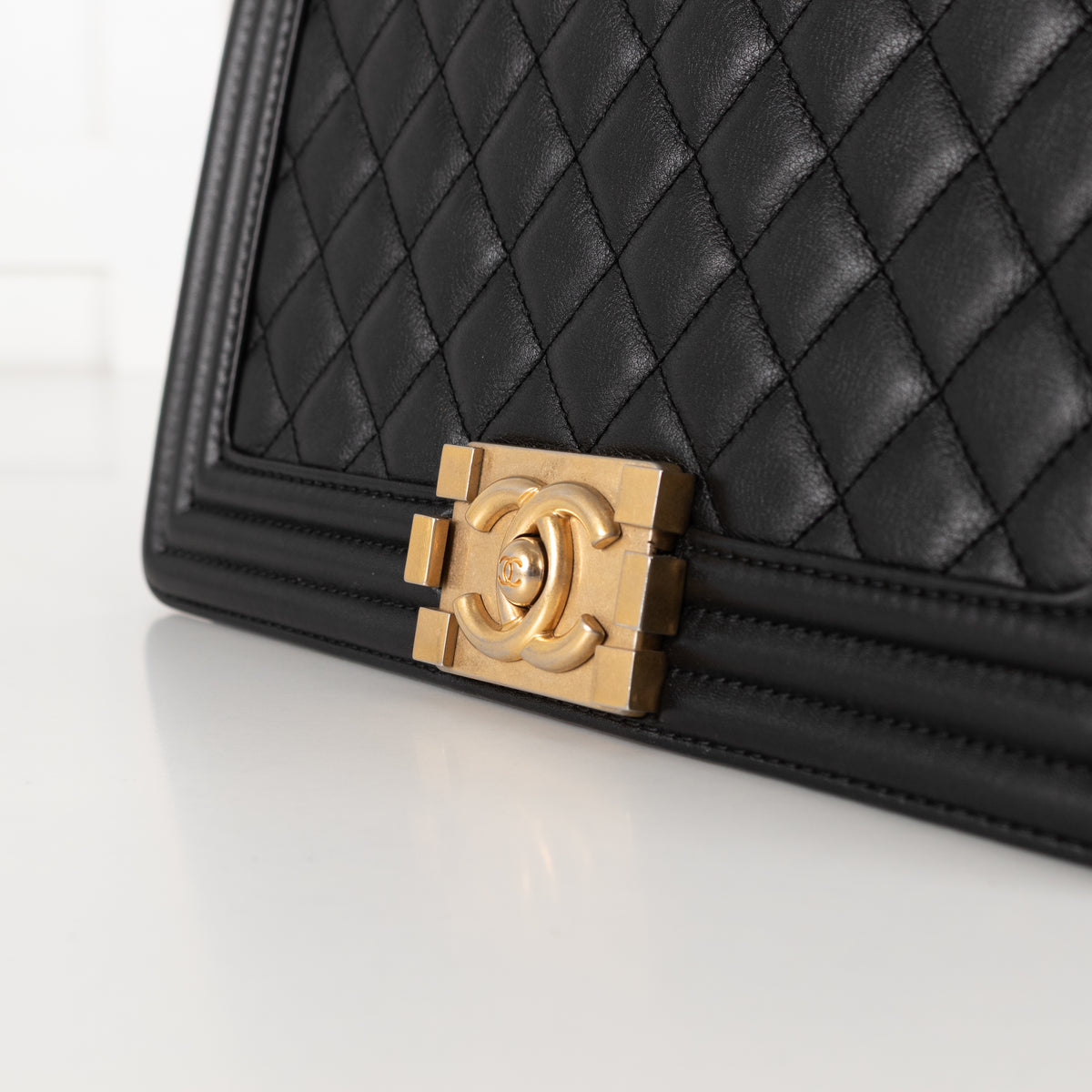 Chanel Medium Black Boy Bag with Brushed Gold Hardware