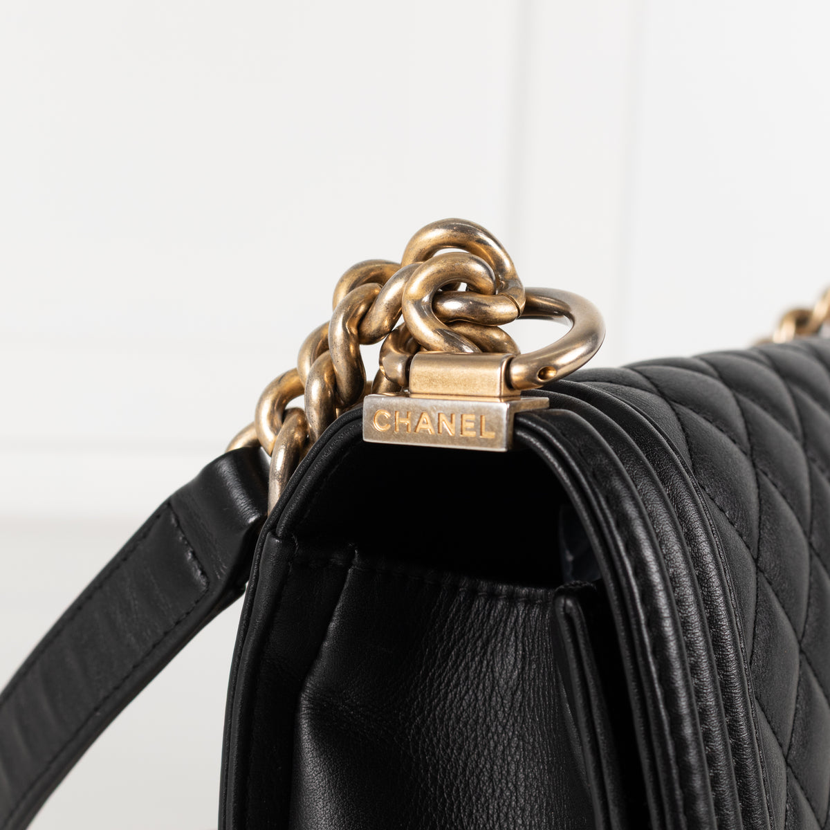 Chanel Medium Black Boy Bag with Brushed Gold Hardware