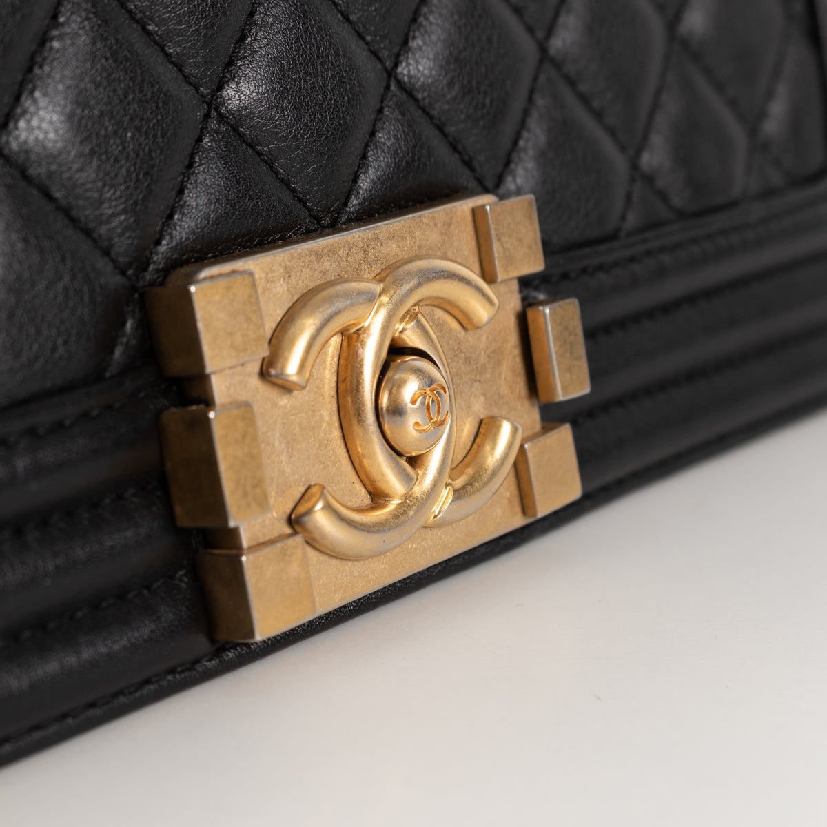 Chanel Medium Black Boy Bag with Brushed Gold Hardware