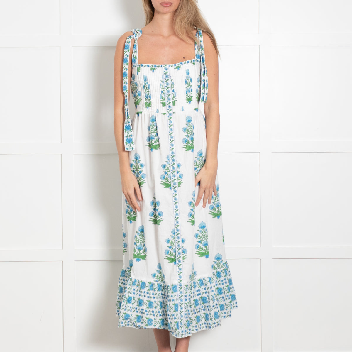 Pink City Prints Elena Posey Flower Print Cotton Sun Dress