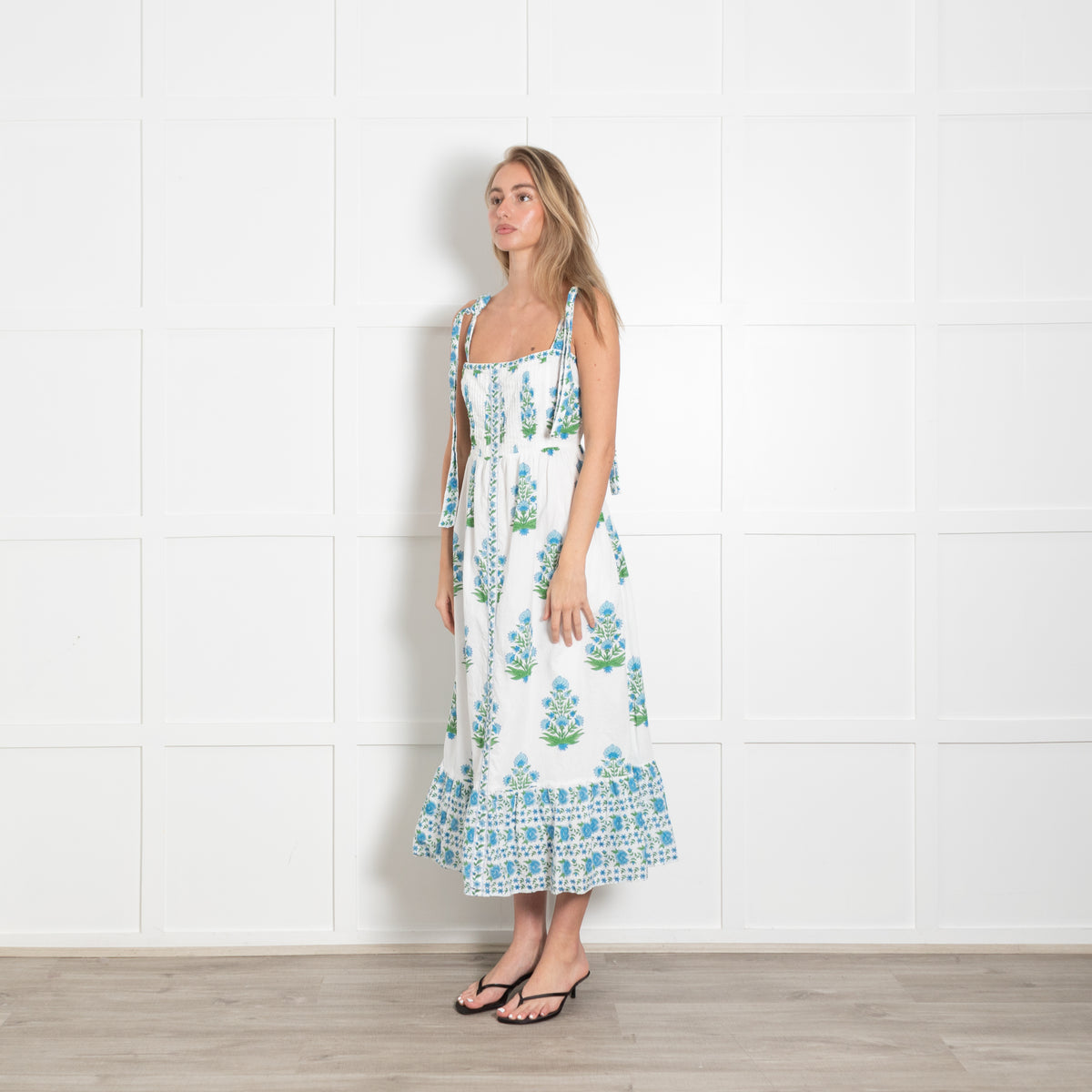 Pink City Prints Elena Posey Flower Print Cotton Sun Dress