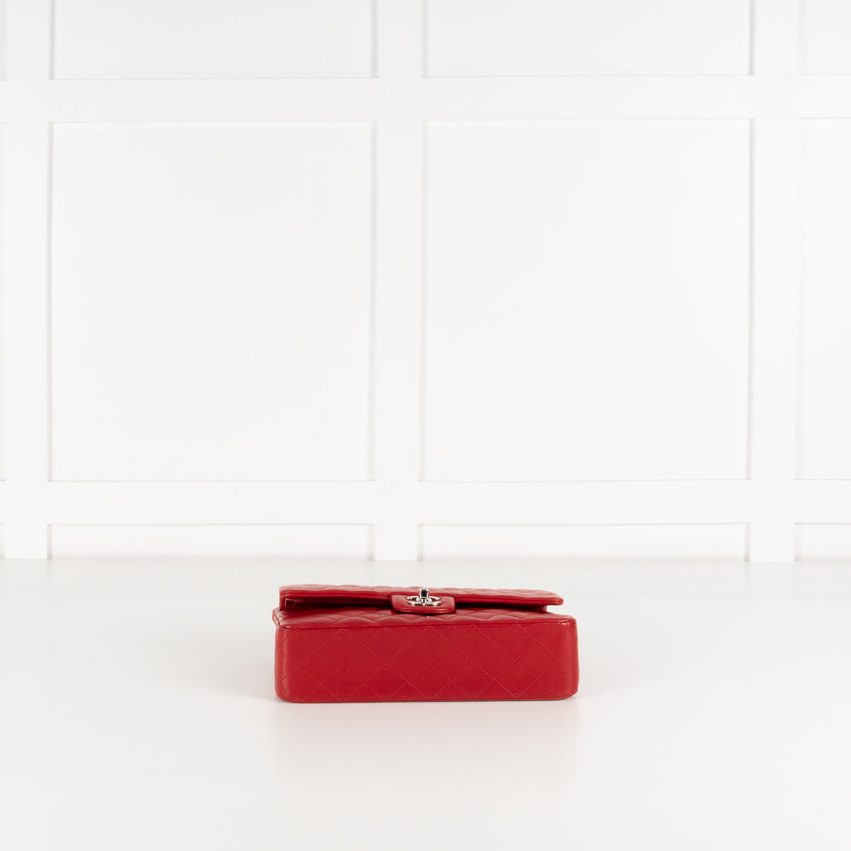 Chanel Medium Red Matelasse Double Flap with Silver Hardware