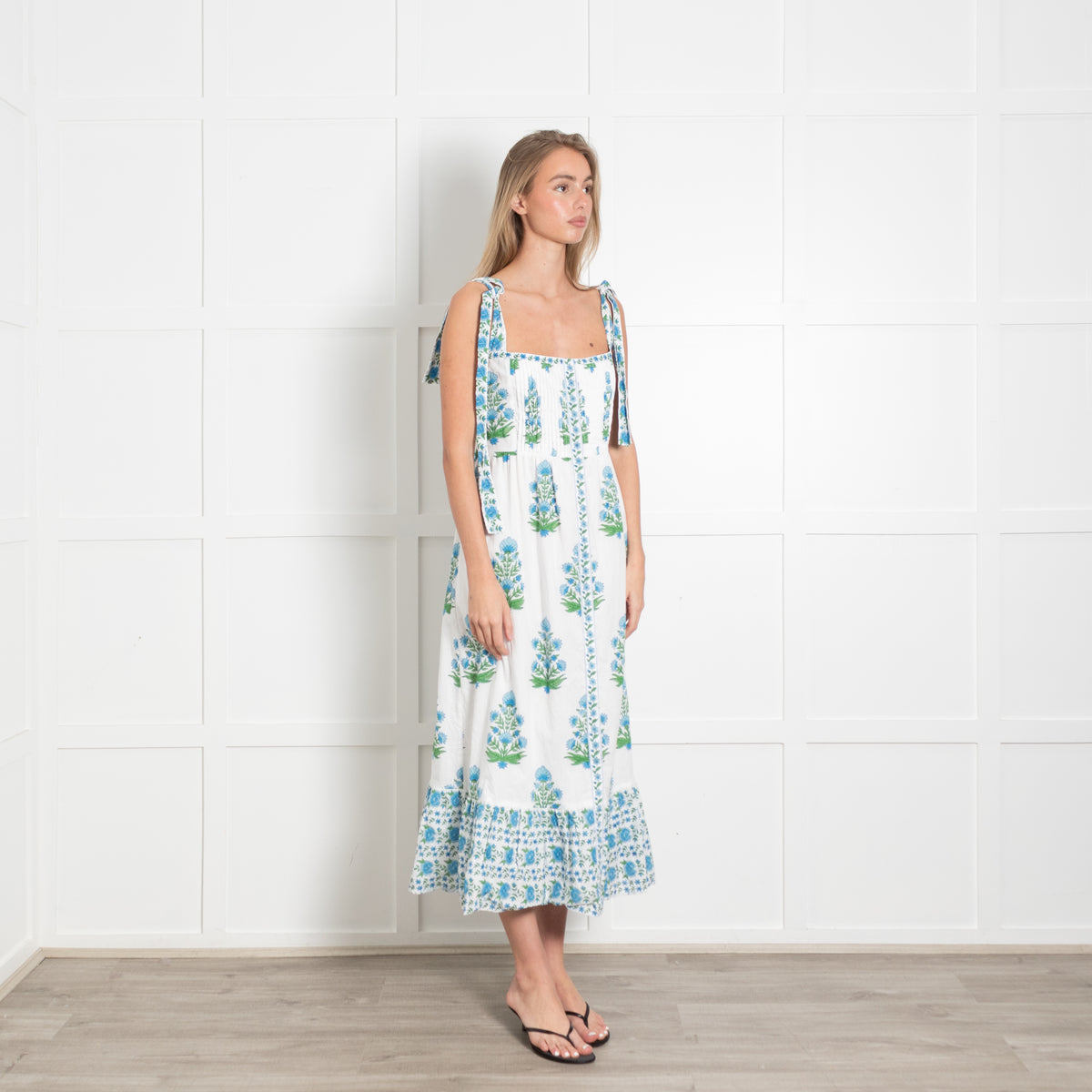 Pink City Prints Elena Posey Flower Print Cotton Sun Dress