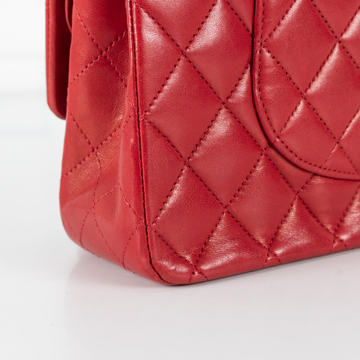 Chanel Medium Red Matelasse Double Flap with Silver Hardware
