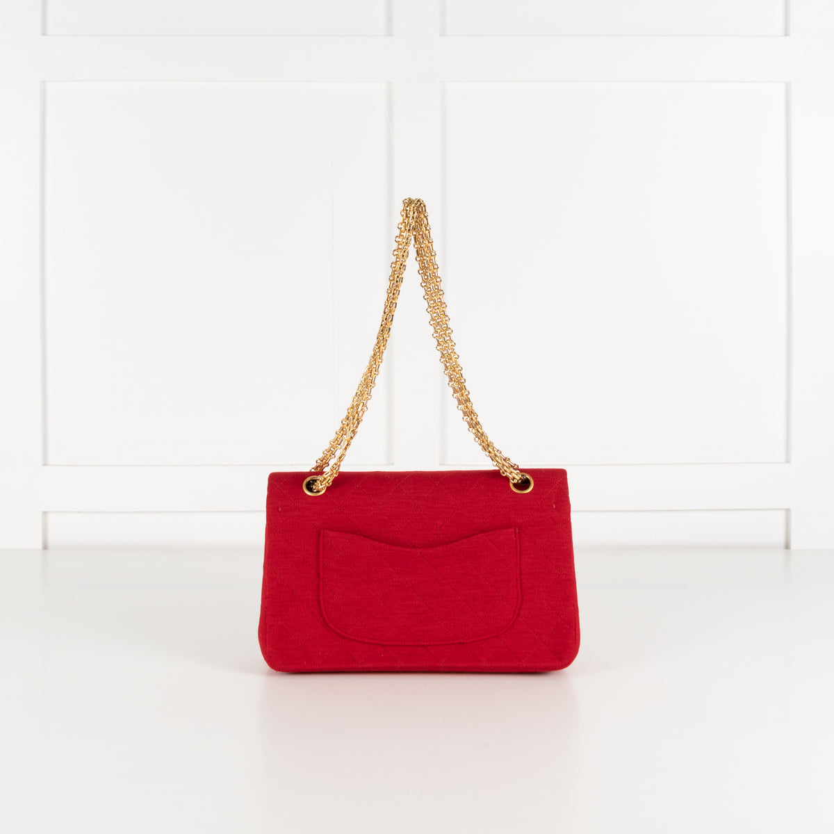 Chanel Red Jersey Quilted Medium Double Flap Handbag